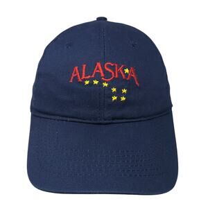 Alaska Snapback Hat Blue One Size Adjustable Embroidered Patriotic 6 Panel